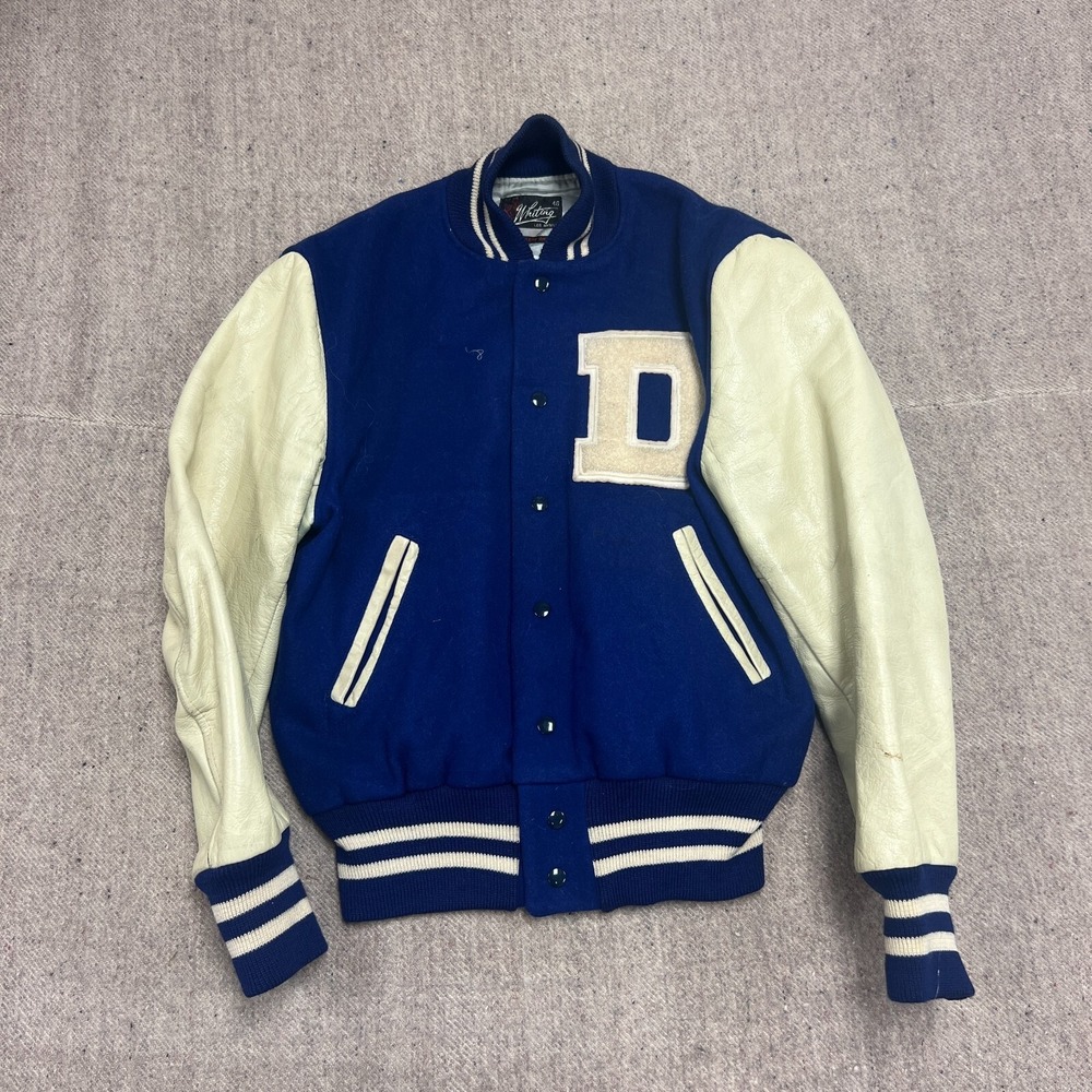 Vintage Whiting Varsity Jacket Mens Large Blue 1950s Los Angeles